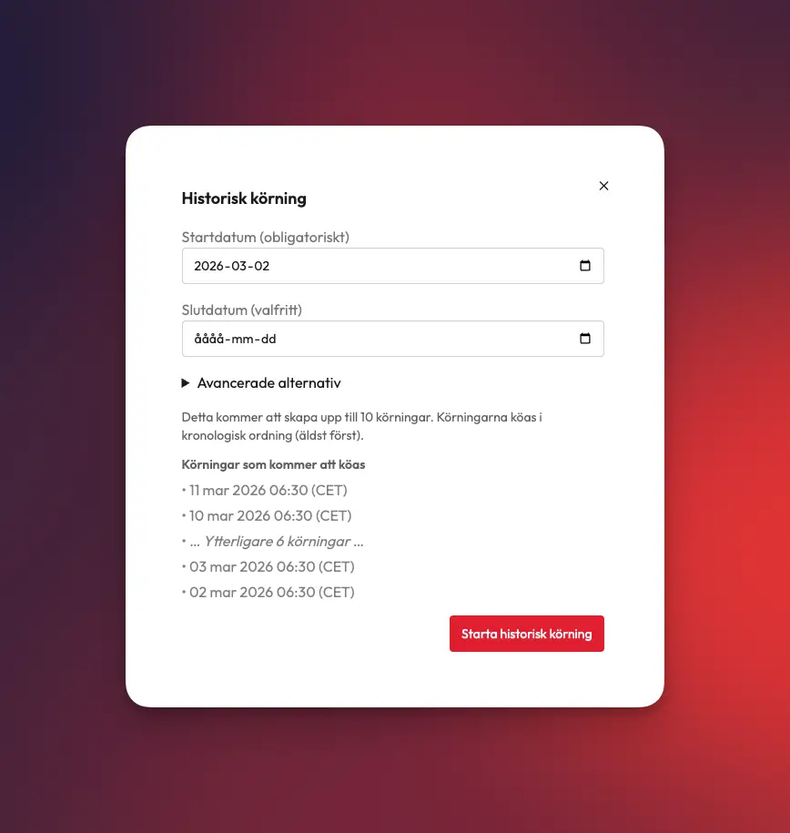 Historisk körning i Standout