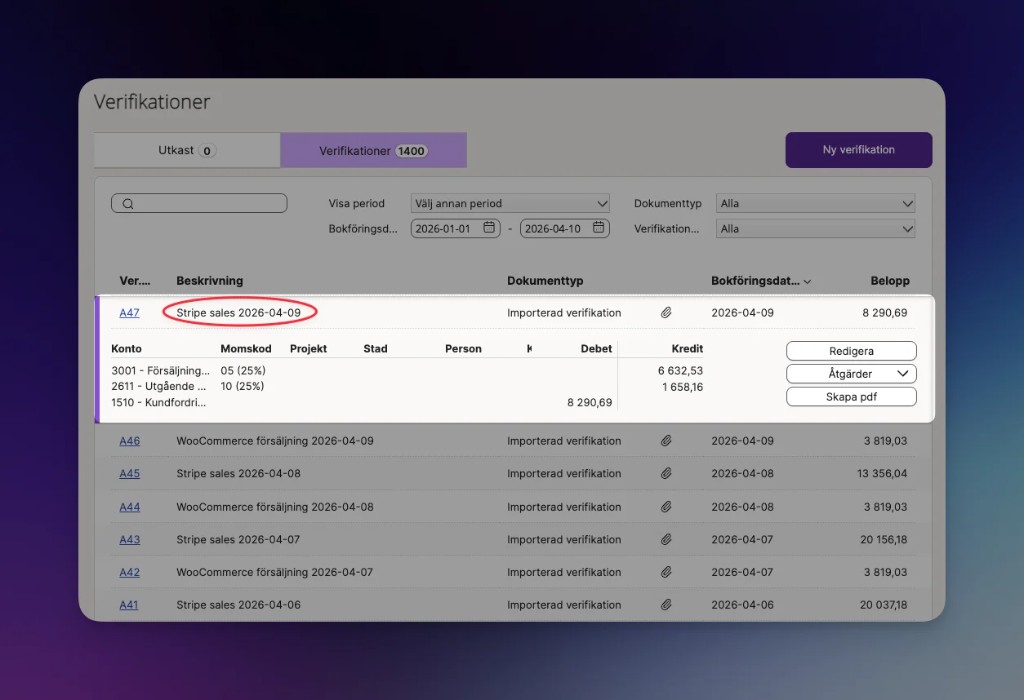 Exempel på bokföring i Spiris